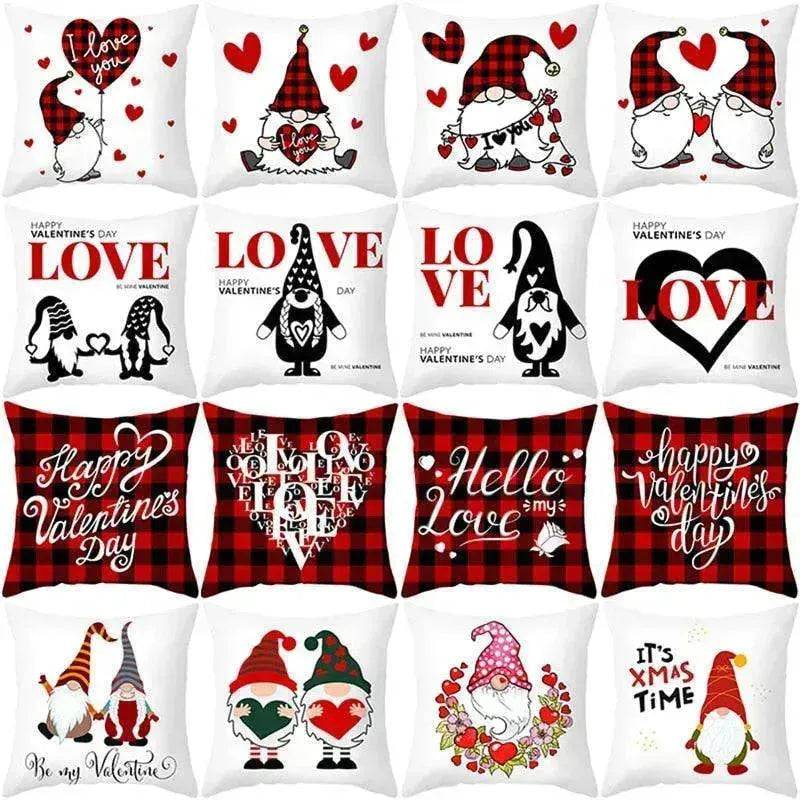 Valentine's Day Red Cartoon Letter Series Peach Skin Sofa Pillowcase - EX-STOCK Canada