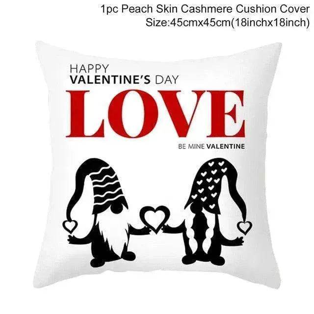 Valentine's Day Red Cartoon Letter Series Peach Skin Sofa Pillowcase - EX-STOCK Canada