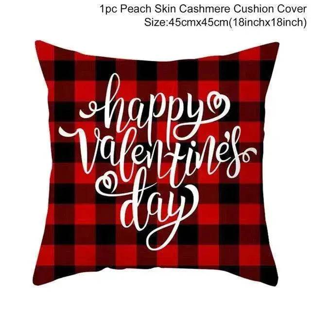 Valentine's Day Red Cartoon Letter Series Peach Skin Sofa Pillowcase - EX-STOCK Canada