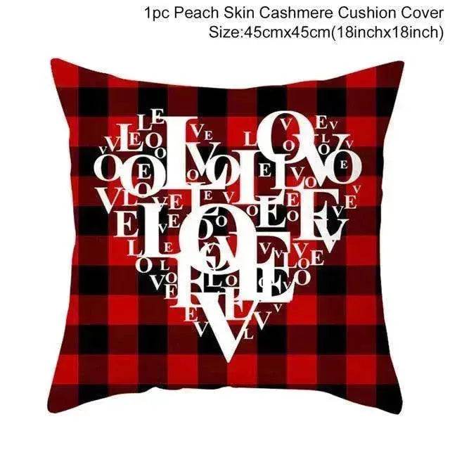 Valentine's Day Red Cartoon Letter Series Peach Skin Sofa Pillowcase - EX-STOCK Canada