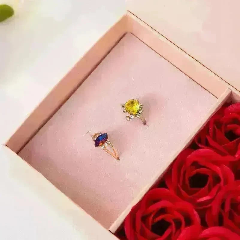 Valentine's Day Roses Love Jewelry Box Necklace Ring Ear Studs - EX-STOCK CANADA