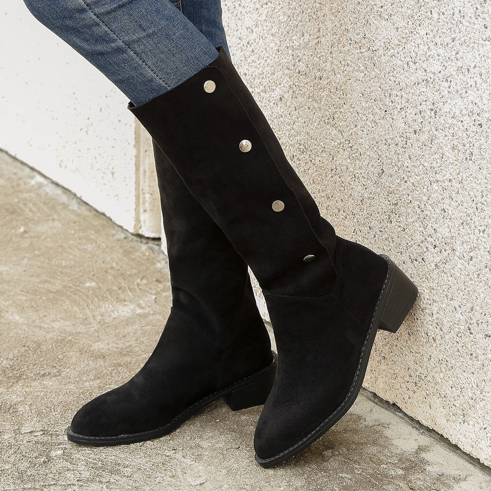 Versatile Riding European And American Trendy Unique Mid-calf Boots EX-STOCK Canada 