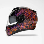 Casco de motocicleta Voss 580 Conquest Gloss Neon MandalaEX-STOCK Canada 