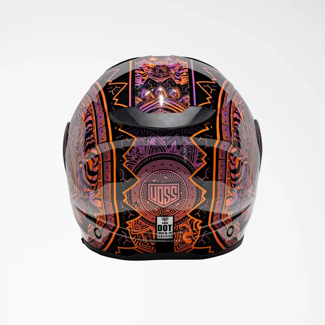 Casco de motocicleta Voss 580 Conquest Gloss Neon MandalaEX-STOCK Canada 