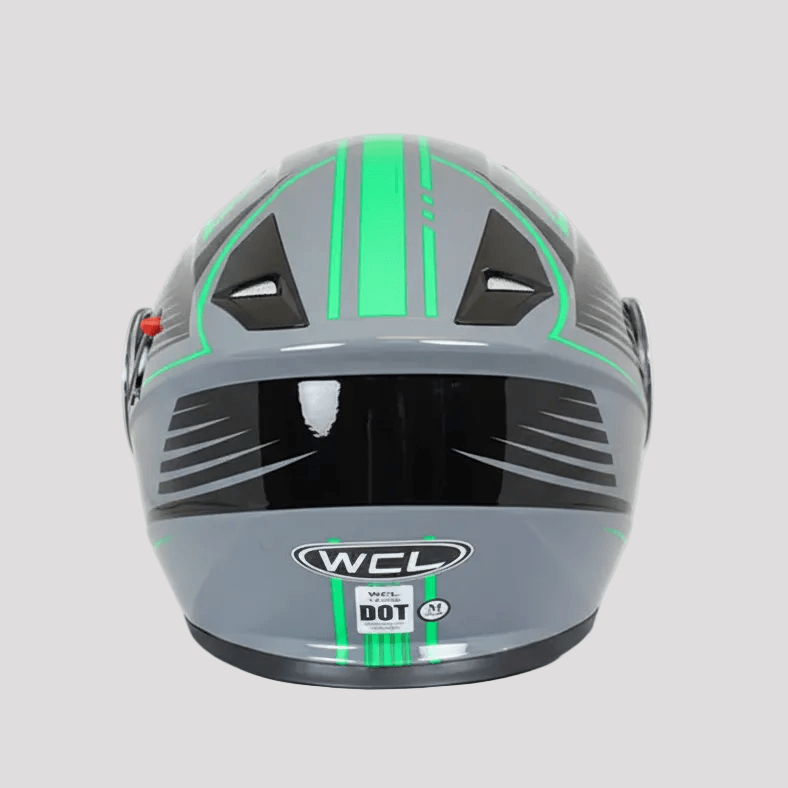 Casque de motard en cuir noir et vert West Coast Leather 