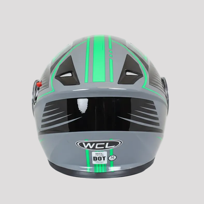 West Coast Leather Black and Green Leather Biker Helmet 
