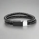 Pulsera de hombre de cuero negro y acero inoxidable trenzadoEX-STOCK Canada 
