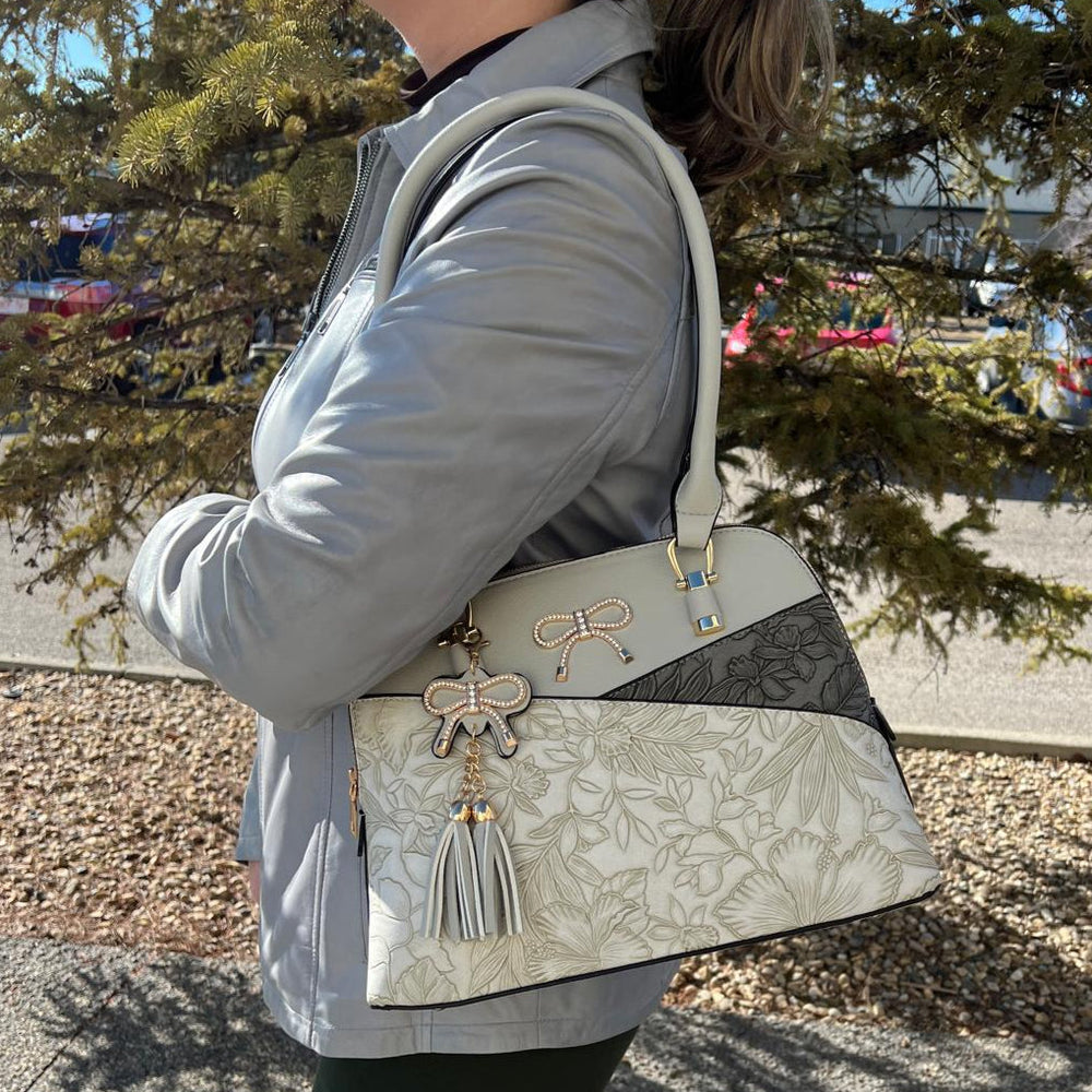 Bolso de 2 Asas Temptation Italy de Piel Sintética con Diseño FloralEX-STOCK Canada 