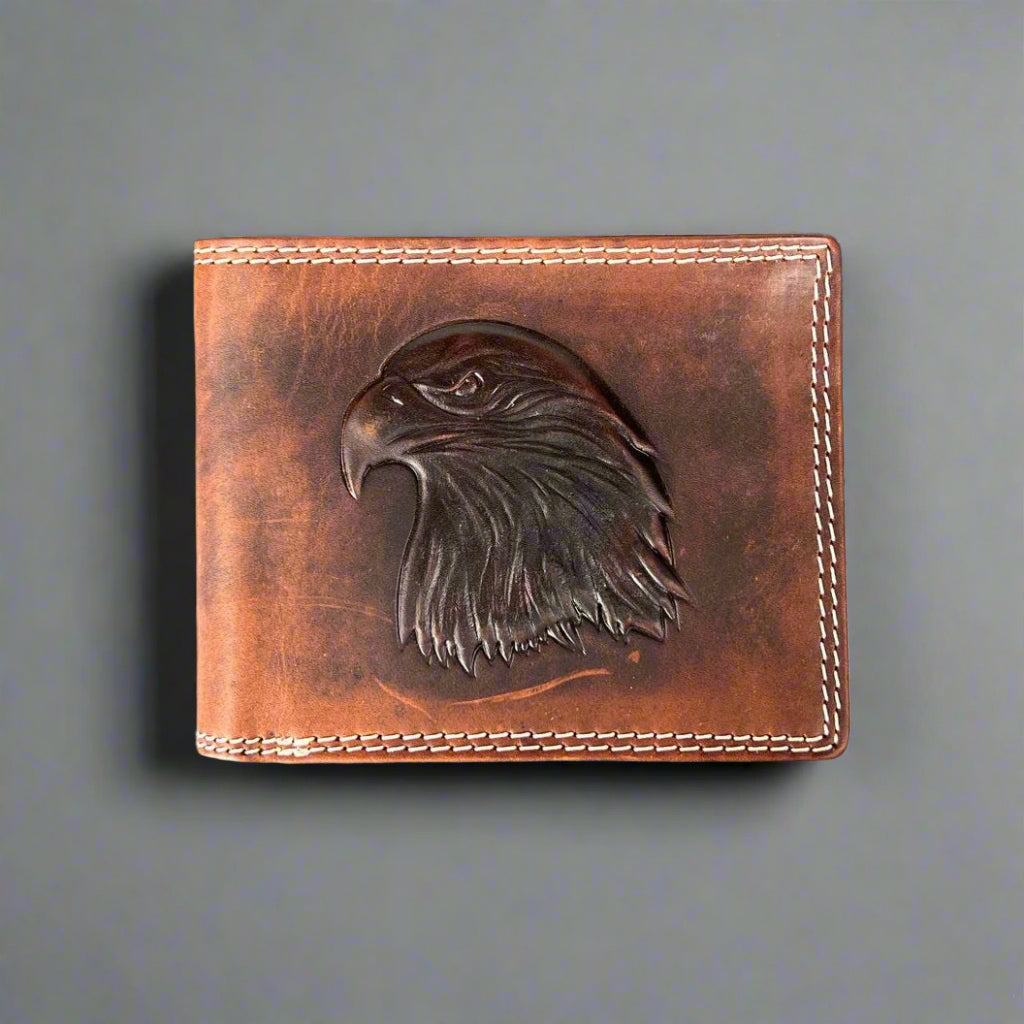 Cartera Bifold para Hombre de Cuero de Vaca con Relieve de ÁguilaEX-STOCK Canada 