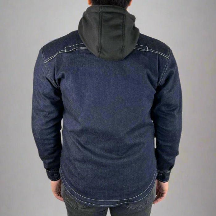 Men’s Armored Denim Shirt with Removable Hoodie 