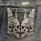 Shorts de mezclilla con calavera y alas de diamantes de imitación para mujer de Bus StopEX-STOCK Canada 