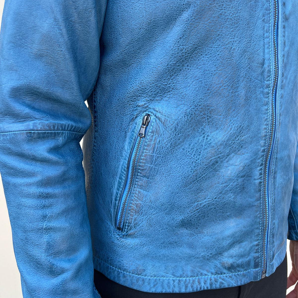 Chaqueta de cuero de oveja para hombre. Cuello clásico de pie con 2 bolsillosEX-STOCK Canada 