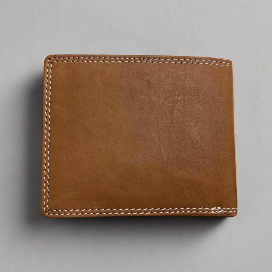 Men’s Cow Leather Eagle Embossed Bifold Wallet 