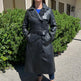 Women's Classic Leather Trench Coat. Double-Breasted Button Closure with Adjustable Belt | EX-STOCK Canada 