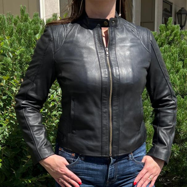 Women's Sheep Leather Jacket with Stitched Shoulders EX-STOCK Canada 