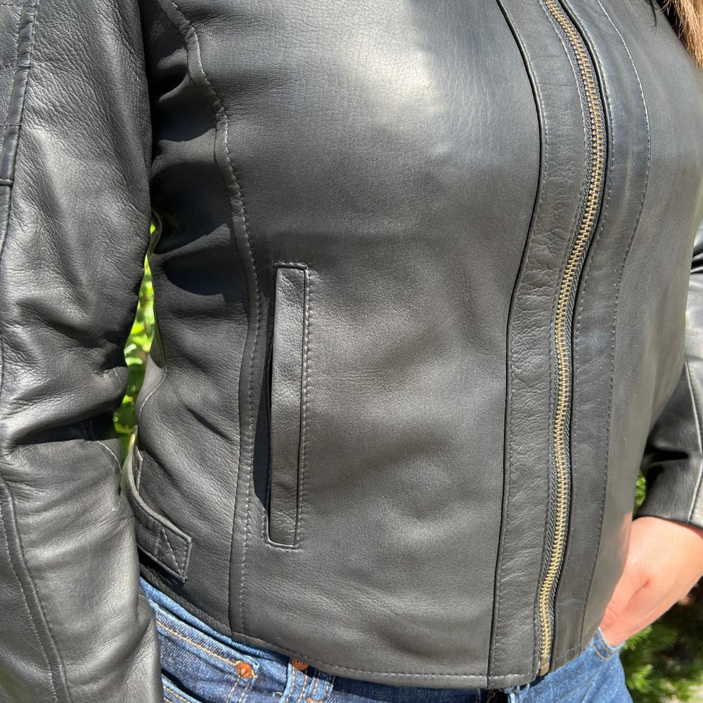 Women's Sheep Leather Jacket with Stitched Shoulders EX-STOCK Canada 