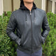 Chaqueta tipo sudadera de cuero de cordero para hombre con capucha desmontableEX-STOCK Canada 