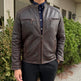 Veste en cuir d'agneau pour homme. Style vintage marron avec poches zippéesEX-STOCK Canada 