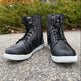 Bottes Biker Sneakers pour hommes. Cuir de vache noir avec semelle blanche, lacets et fermeture éclair latéraleEX-STOCK Canada 