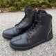 Botas tipo Biker para Hombre. Piel de vaca negra con cordones y cremallera lateralEX-STOCK Canada 
