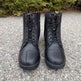 Botas tipo Biker para Hombre. Piel de vaca negra con cordones y cremallera lateralEX-STOCK Canada 