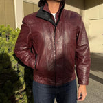BOL Men's Double Collar Leather Bomber Jacket 