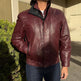 BOL Men's Double Collar Leather Bomber Jacket 