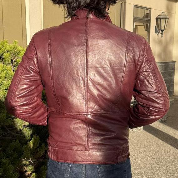 BOL Men's Double Collar Leather Bomber Jacket 