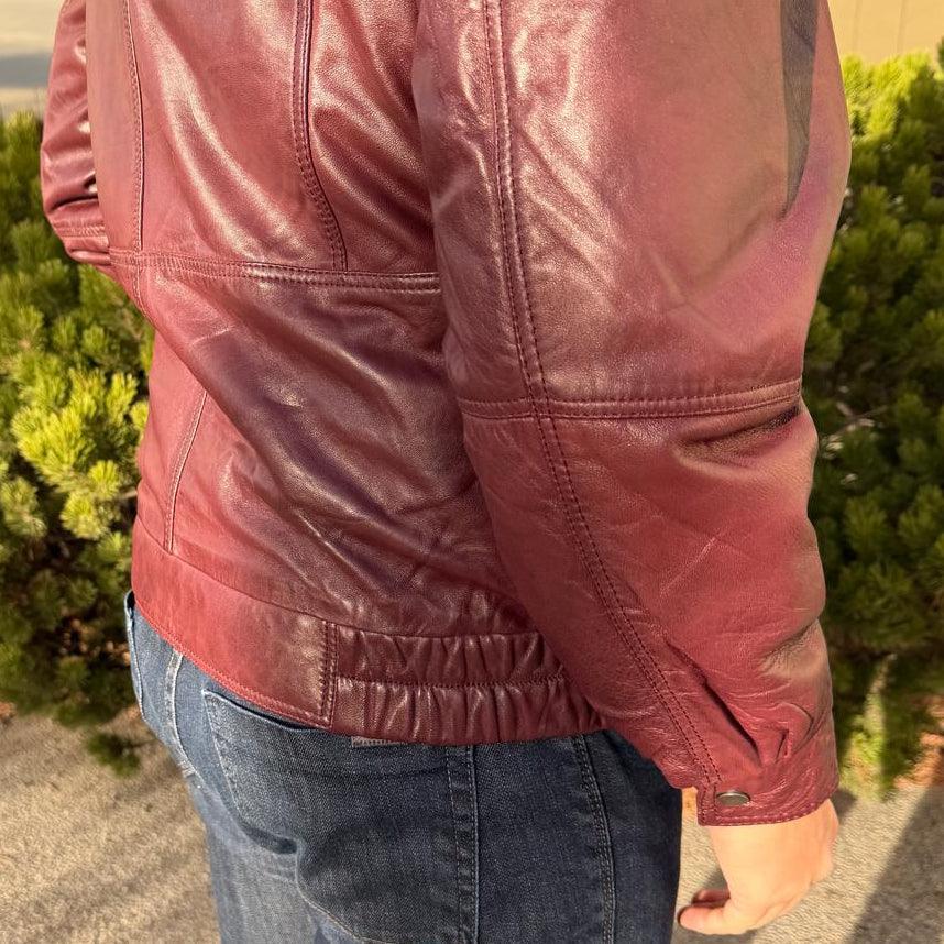 BOL Men's Double Collar Leather Bomber Jacket 