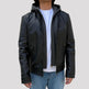 Men's Lamb Leather Hoodie Jacket with Detachable Hood 