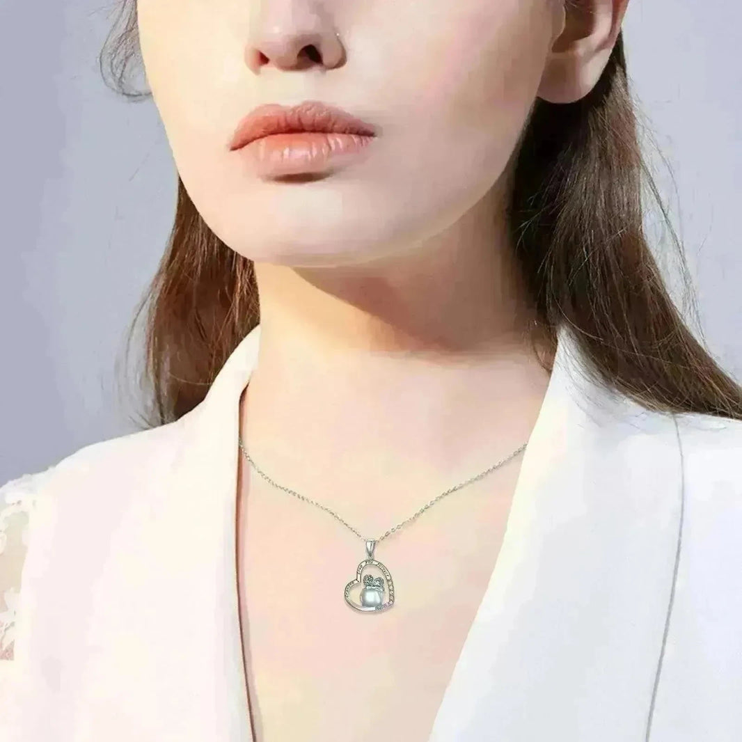 White Gold Plated Sterling 925 Silver Cubic Zirconia Granny Necklace - EX-STOCK CANADA