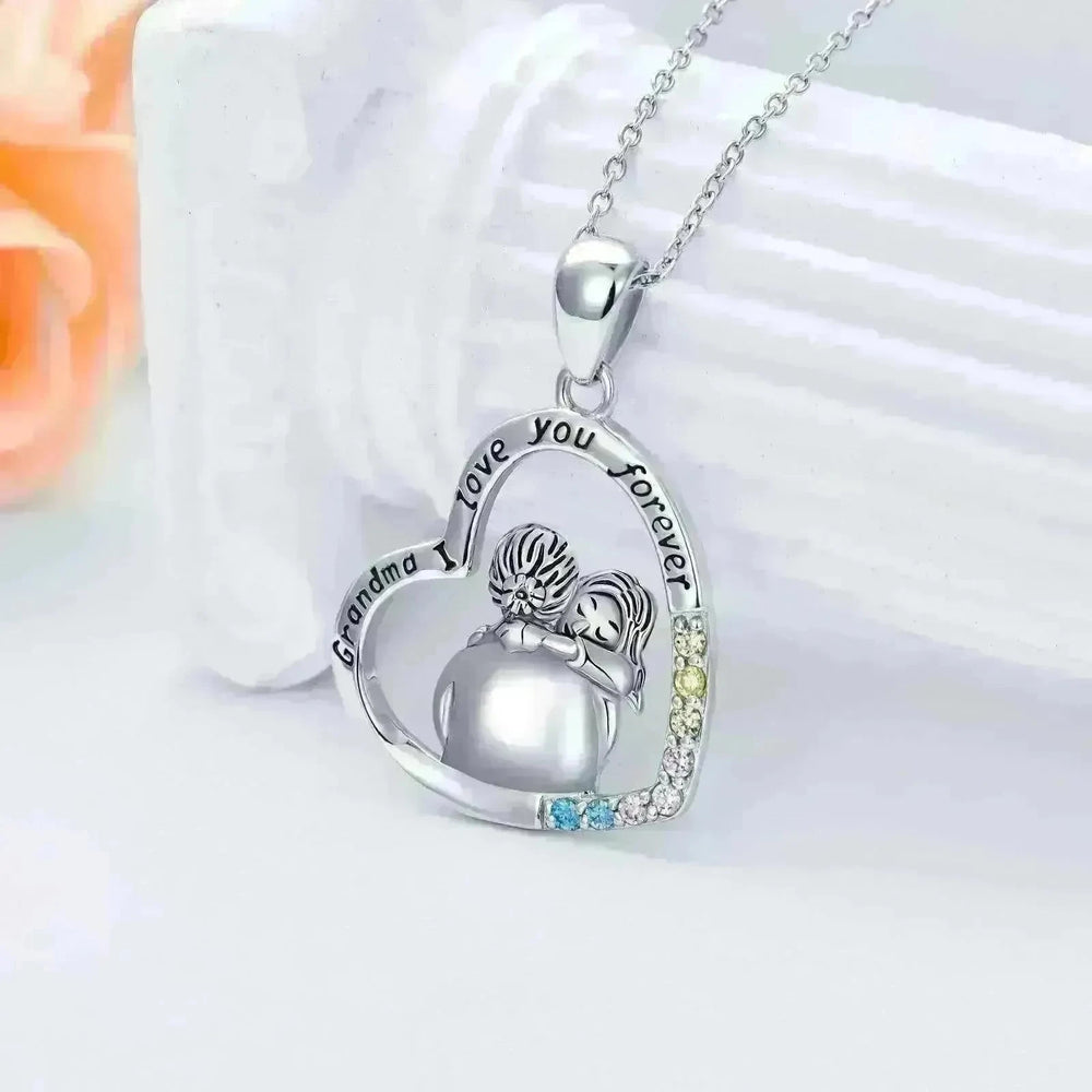 White Gold Plated Sterling 925 Silver Cubic Zirconia Granny Necklace - EX-STOCK CANADA