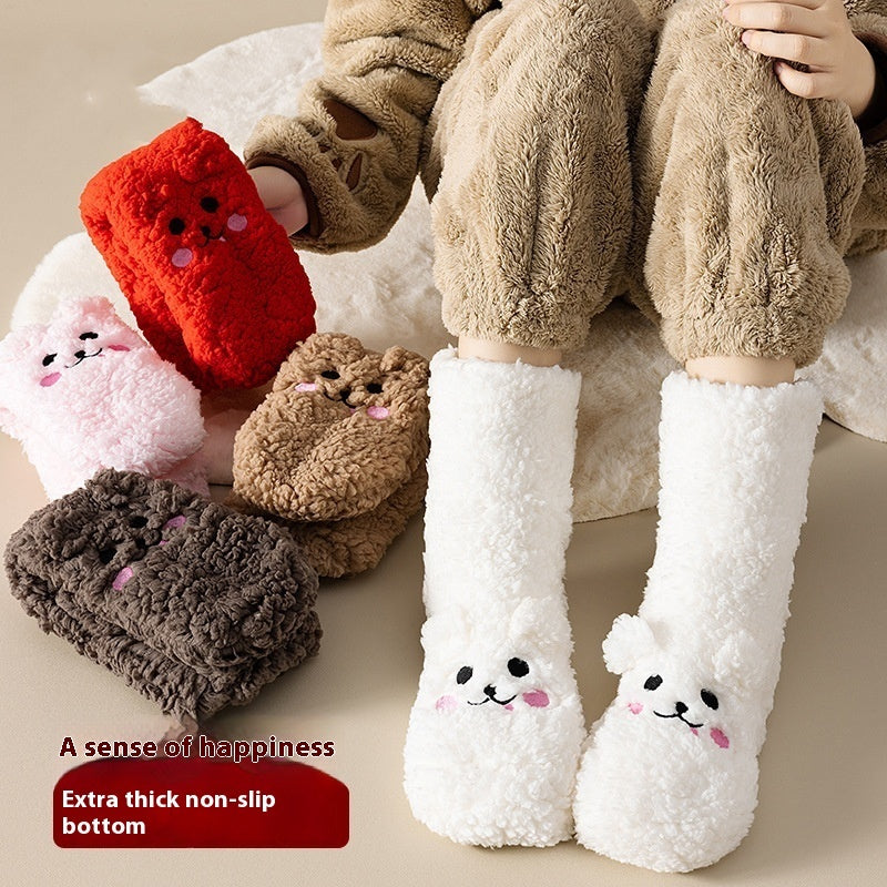 Winter Floor Socks Velvet Thicken Warm Coral Velvet Cute Socks Japanese-style Home Footwear Non-slip Socks New Year Gifts Winter Gadgets EX-STOCK Canada 