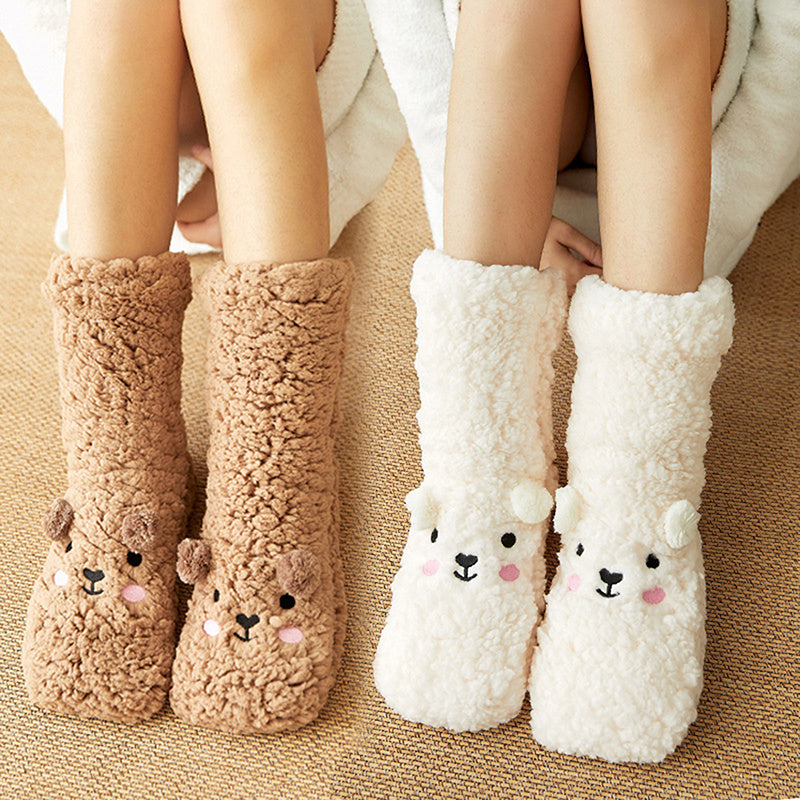 Winter Floor Socks Velvet Thicken Warm Coral Velvet Cute Socks Japanese-style Home Footwear Non-slip Socks New Year Gifts Winter Gadgets EX-STOCK Canada 