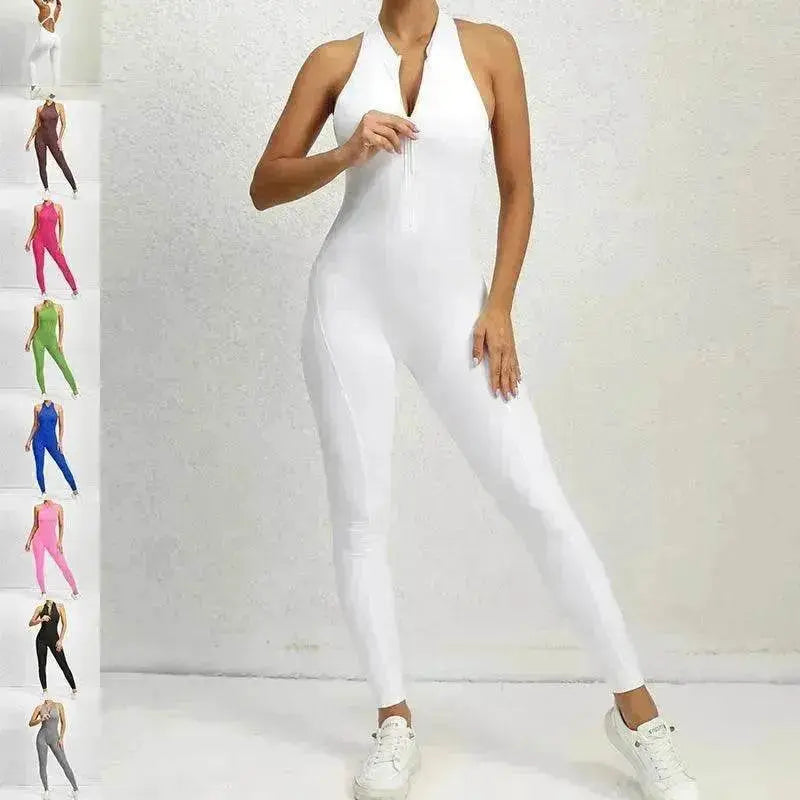 Woman's Zippered Sleeveless Stretch Shapewear Sports wear Jumpsuit - EX-STOCK Canada