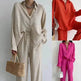 Women's 2 Piece Outfits Set Linen Button down shirt Blouse and straight Leg Pants Set - EX-STOCK Canada