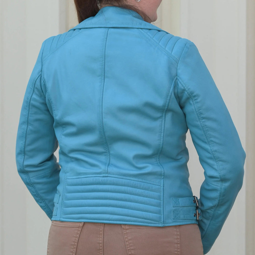 Chaqueta de cuero de oveja estilo motera para mujerEX-STOCK Canada 