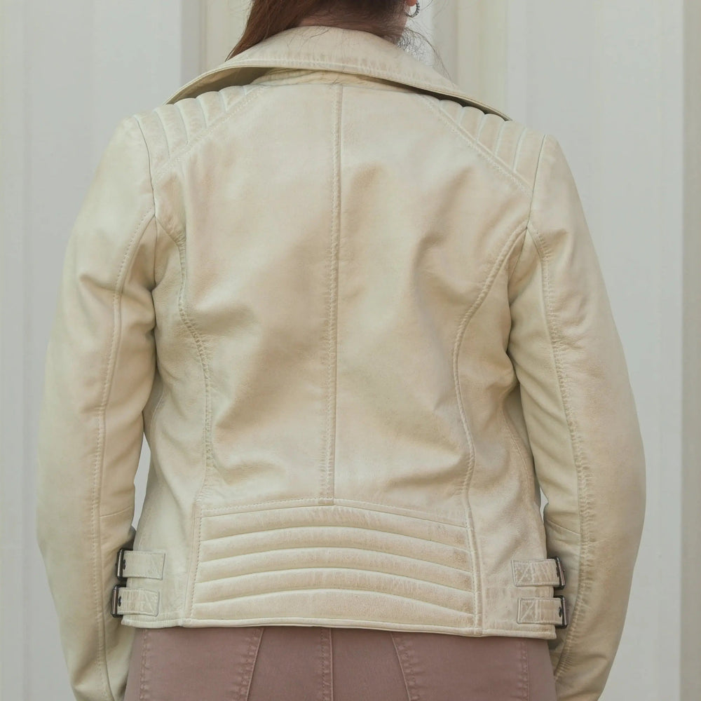 Chaqueta de cuero de oveja estilo motera para mujerEX-STOCK Canada 