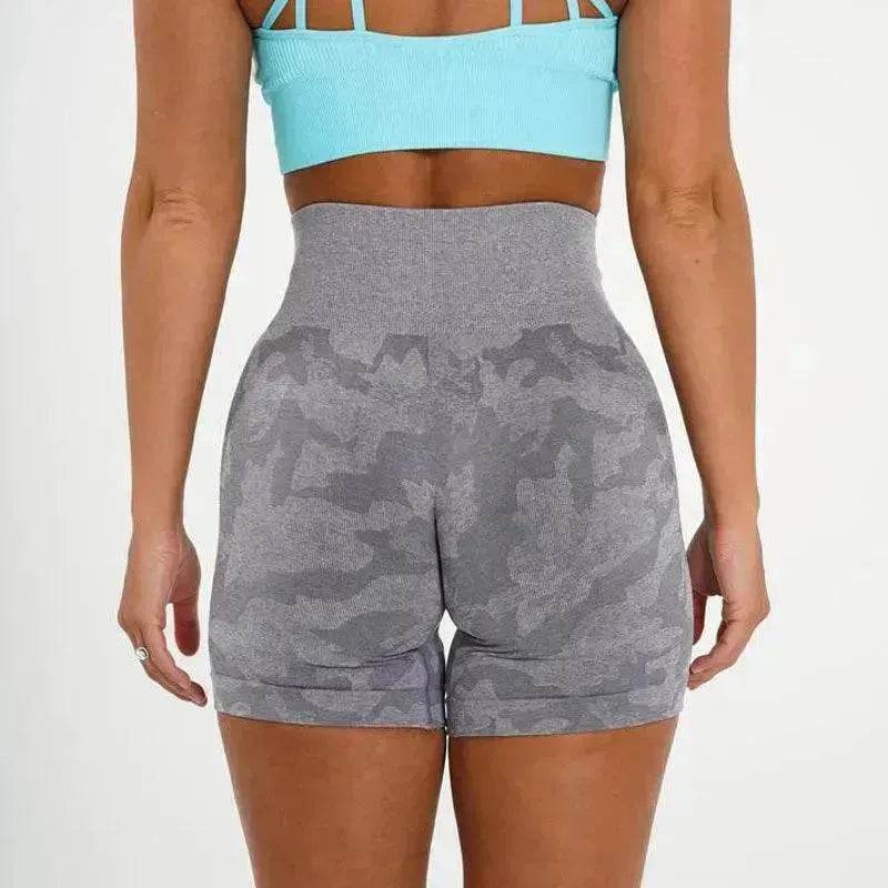 Shorts de gym sans coutures en jacquard camouflage pour femmes - EX-STOCK Canada