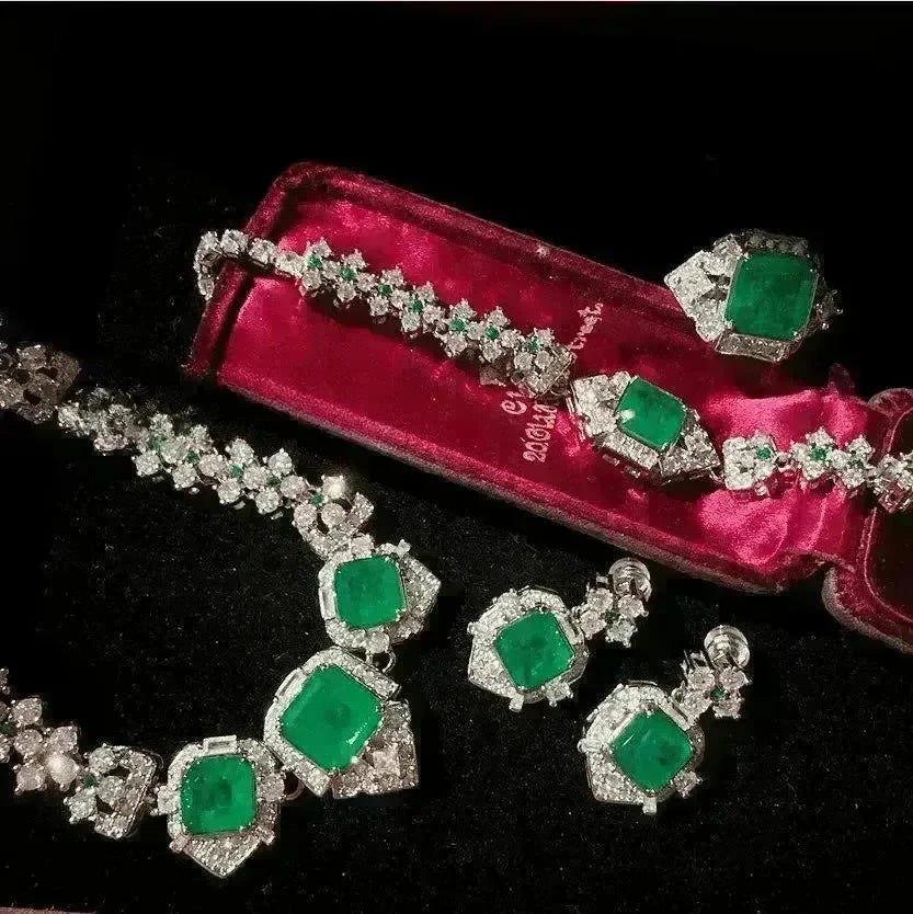 Women's Caviar Emerald Necklace Wheat Zircon Bracelet - EX-STOCK CANADA