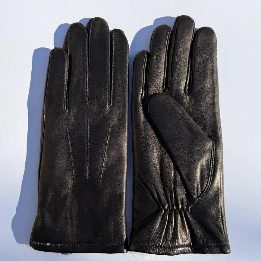 Guantes de cuero de cordero teñido para mujer con elegante ribete de piel de conejoEX-STOCK Canada 