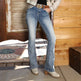 جينز نسائي مطرز بخصر متوسط وقصة أرجل مريحةEX-STOCK Canada 
