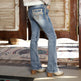 جينز نسائي مطرز بخصر متوسط وقصة أرجل مريحةEX-STOCK Canada 