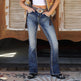 جينز نسائي مطرز بخصر متوسط وقصة أرجل مريحةEX-STOCK Canada 