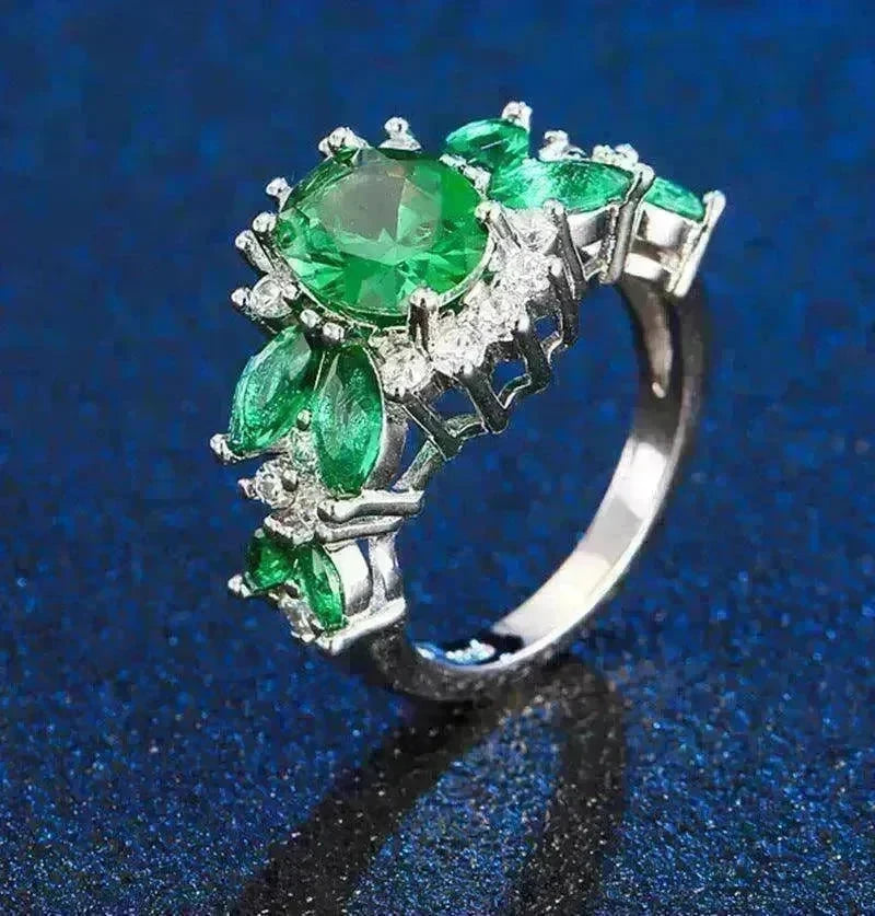 Women's Emerald Zircon Ring Bracelet - EX-STOCK CANADA