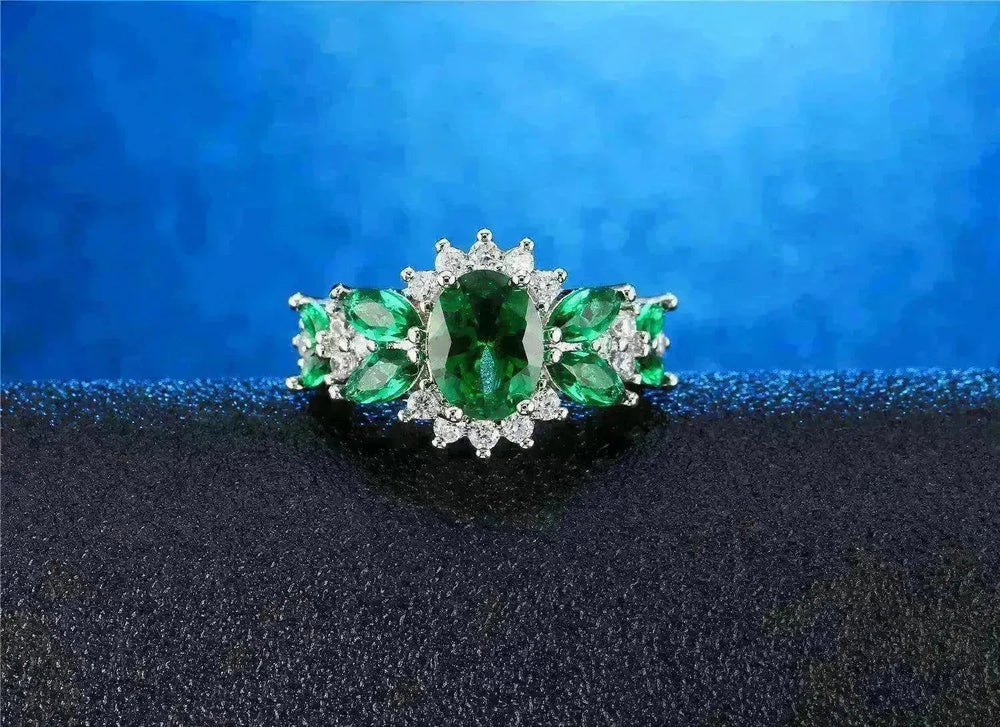 Women's Emerald Zircon Ring Bracelet - EX-STOCK CANADA