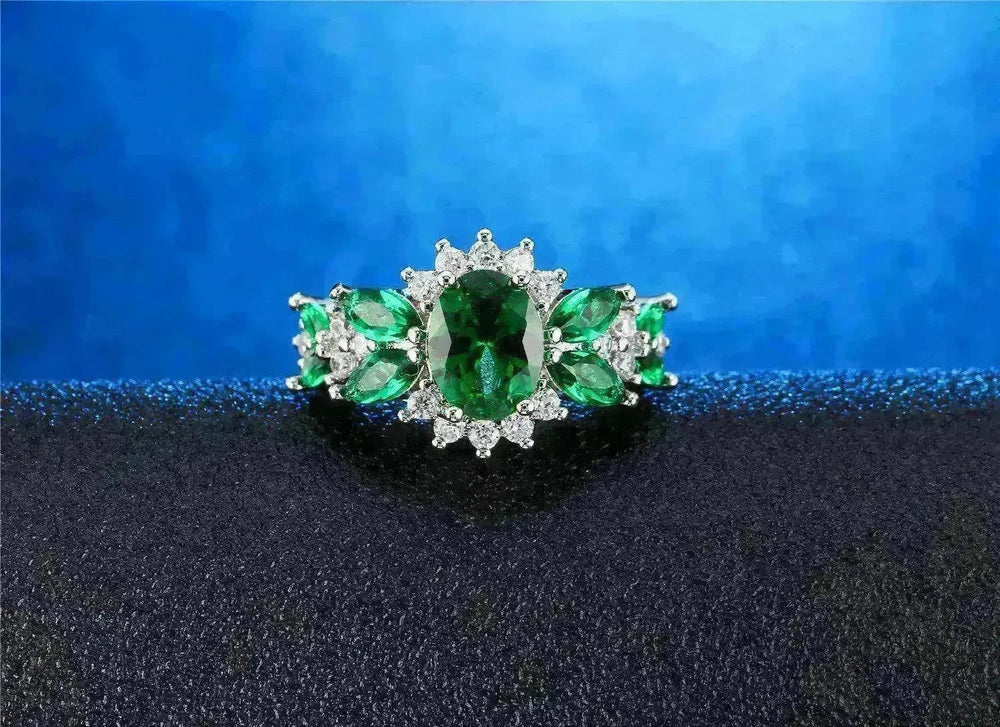 Women's Emerald Zircon Ring Bracelet - EX-STOCK CANADA