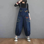 Women's Fashion Plus Size Age Reduction Print Suspender Jeans - EX-STOCK Canada