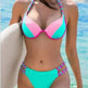 Women's Fashion Temperament Color Matching Triangle High Waist Bikini Swimsuit Two-piece - EX-STOCK Canada