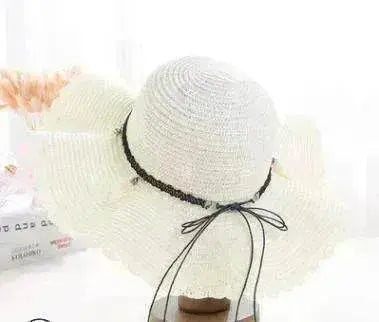 Women's Han Korean Edition Big Beach Wavy With Leather Rope Weaving Hat - EX-STOCK Canada
